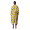 White Gingham And Yellow Honey Print Men's Robe-grizzshop