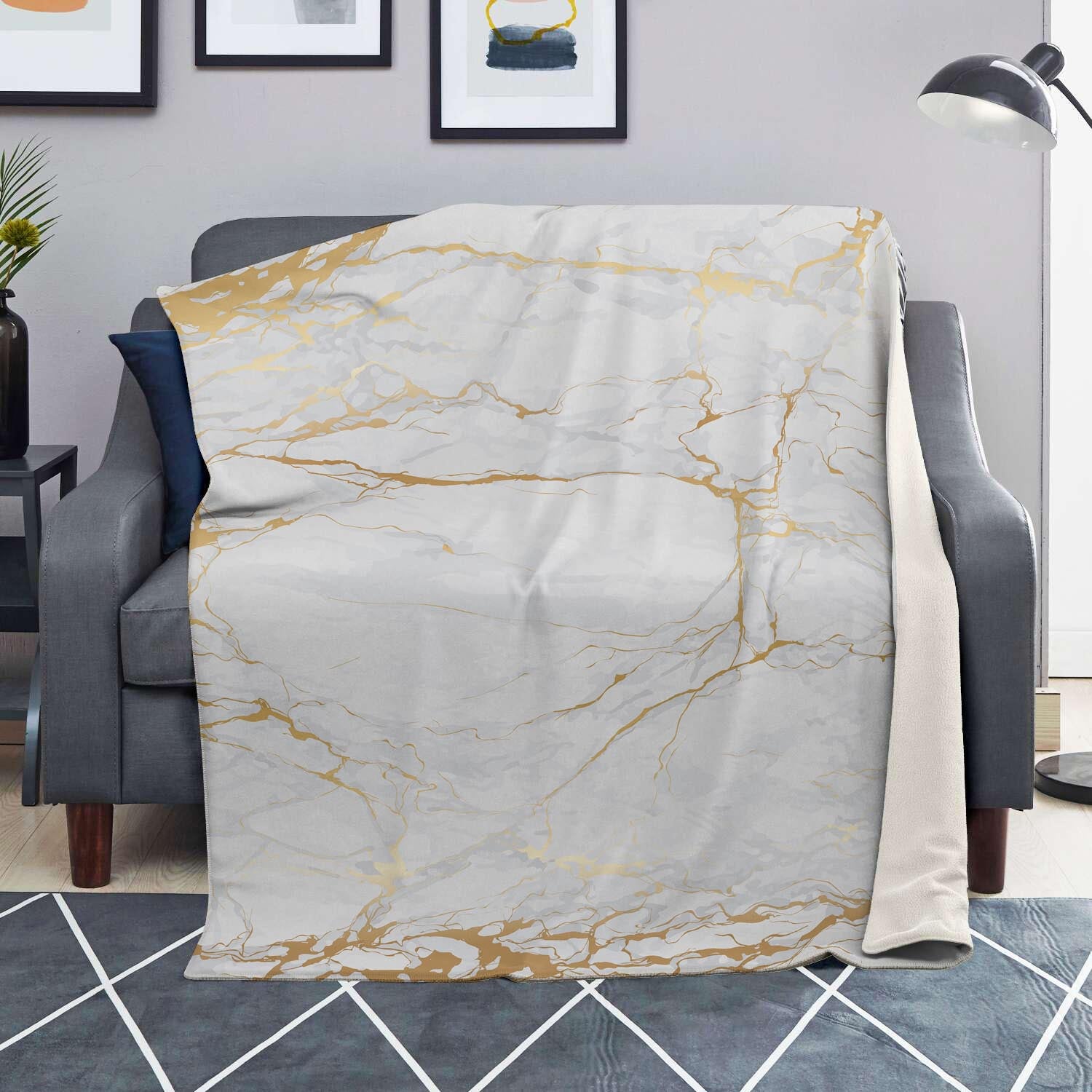 White Gold Marble Blanket-grizzshop