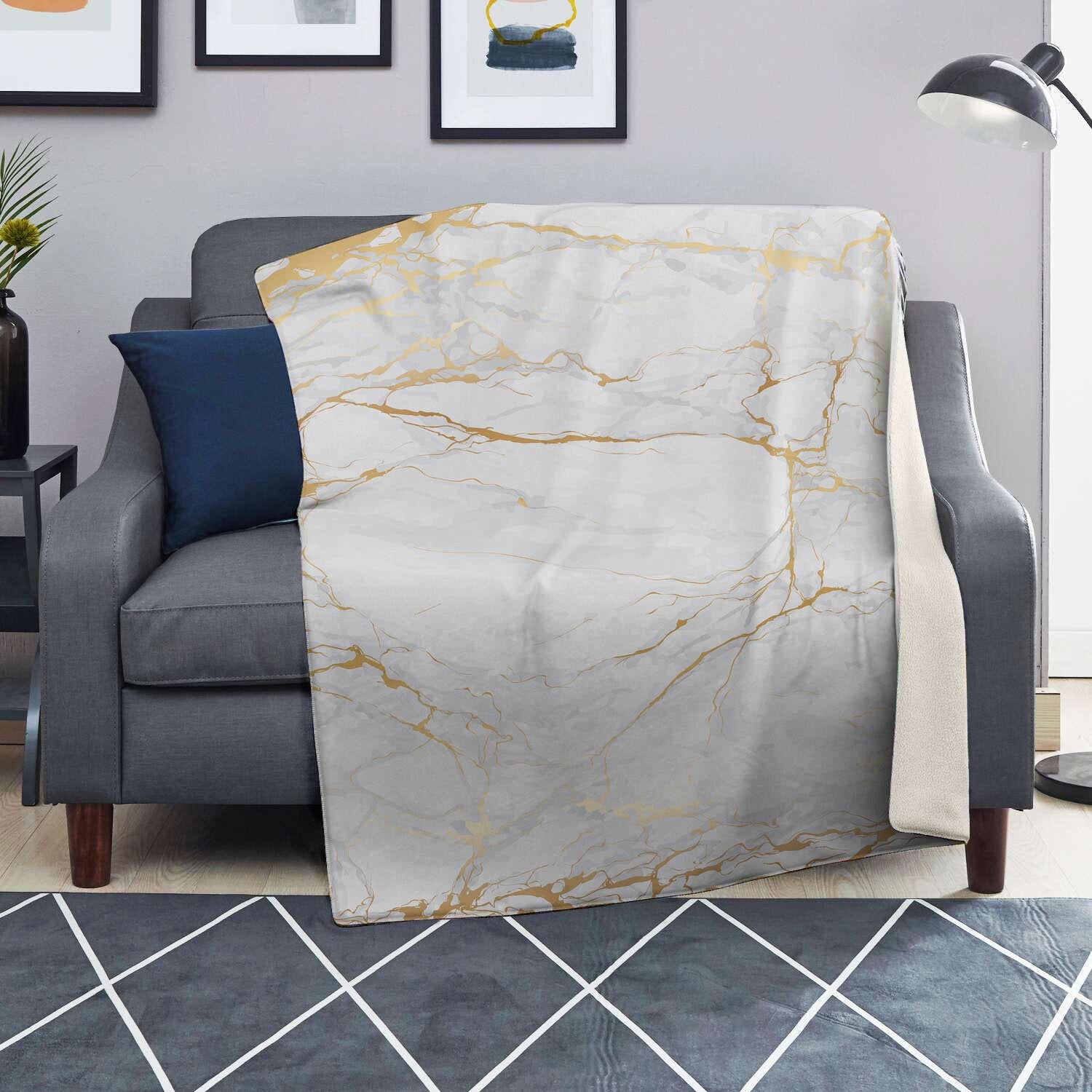 White Gold Marble Blanket-grizzshop