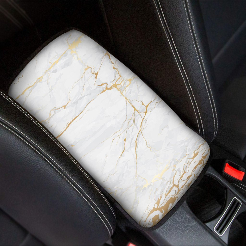 White Gold Marble Car Console Cover-grizzshop