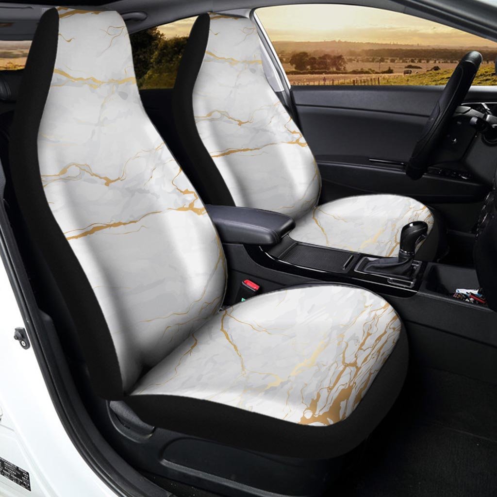 White Gold Marble Car Seat Covers-grizzshop