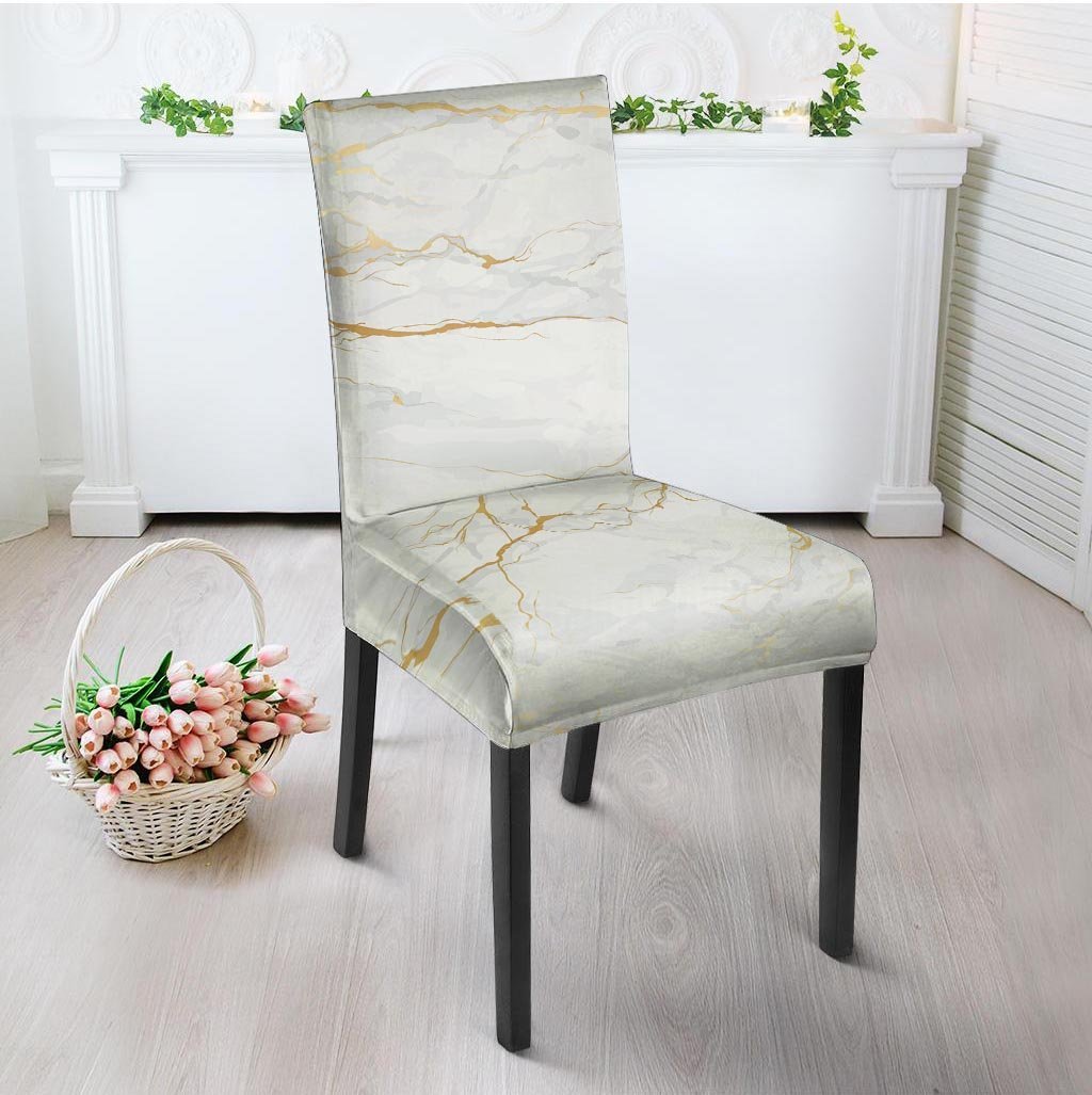 White Gold Marble Chair Cover-grizzshop
