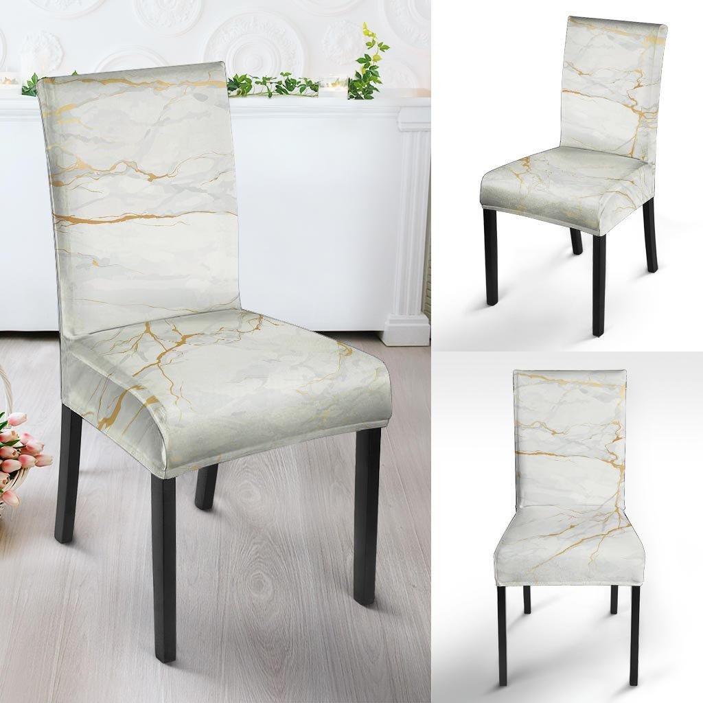 White Gold Marble Chair Cover-grizzshop