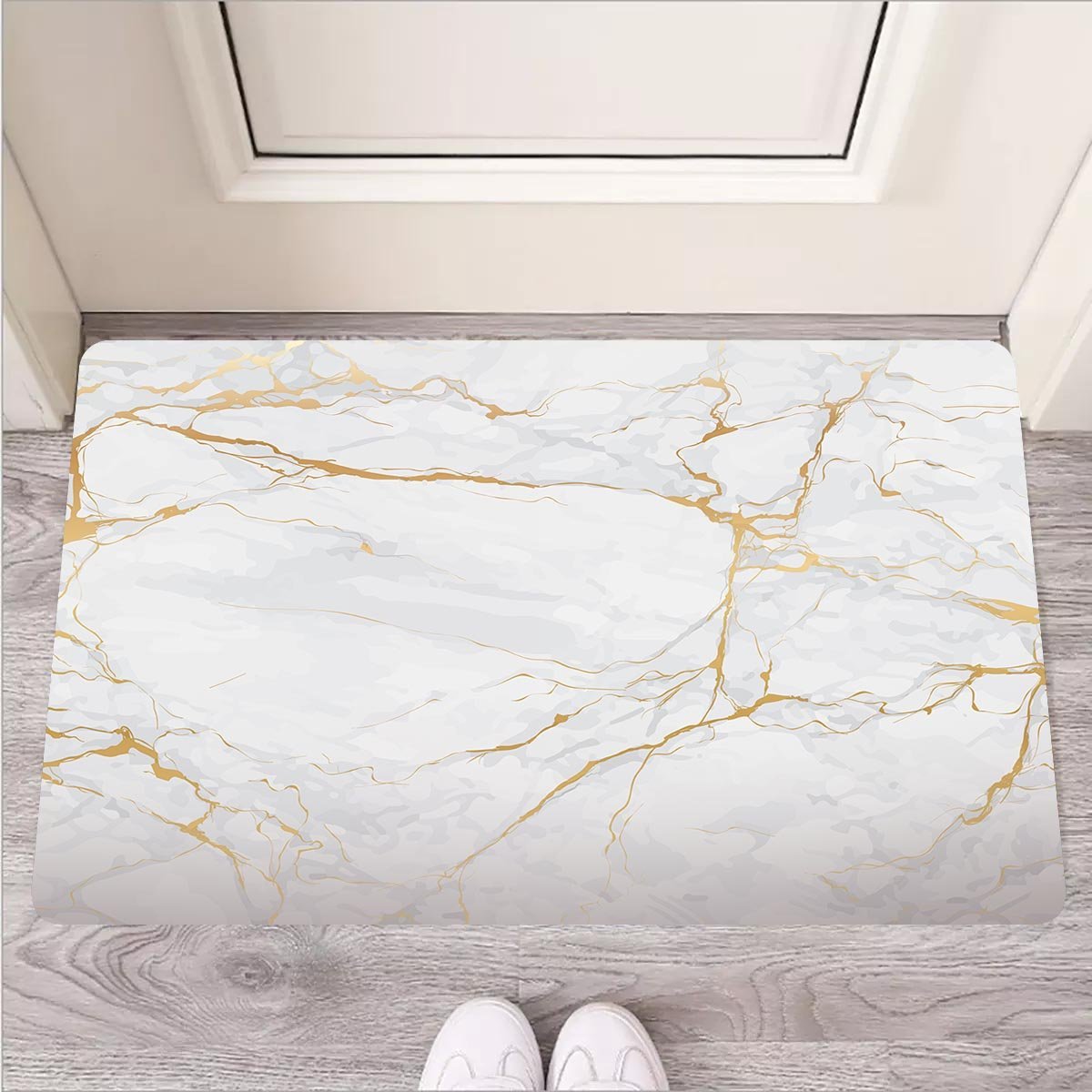 White Gold Marble Door Mat-grizzshop