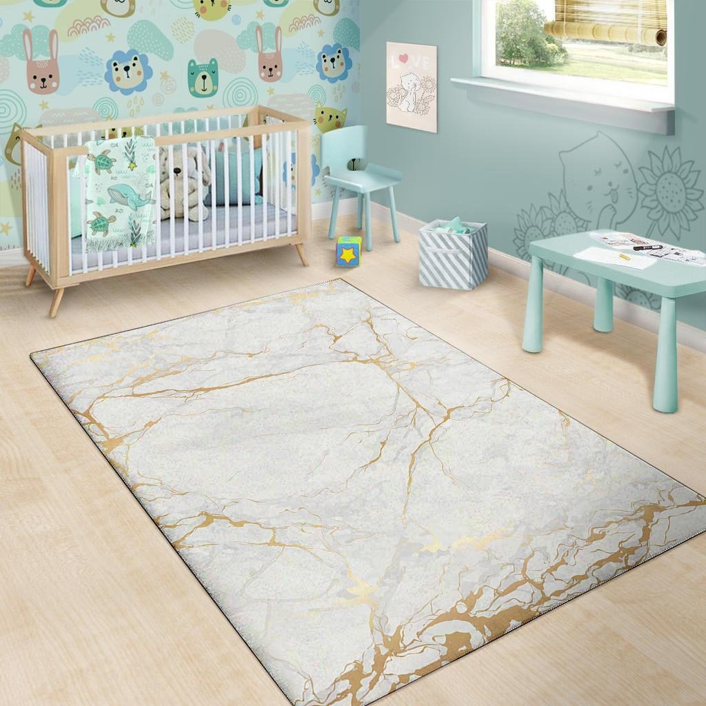 White Gold Marble Floor Mat-grizzshop