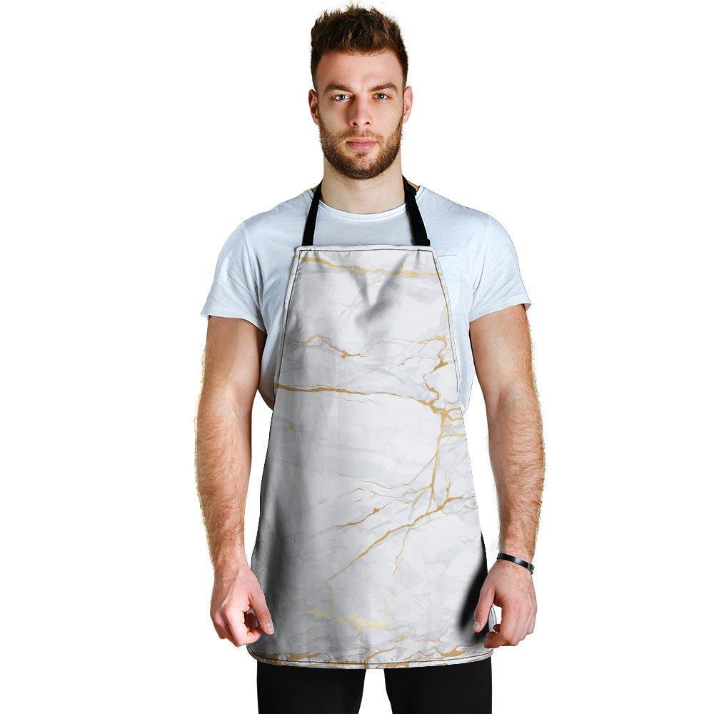 White Gold Marble Men's Apron-grizzshop