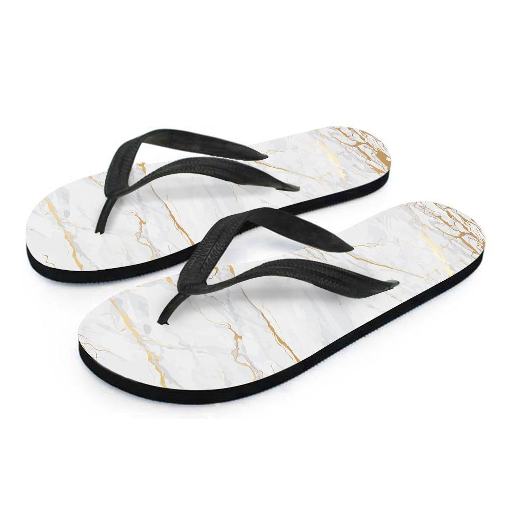 White Gold Marble Men's Flip Flops-grizzshop