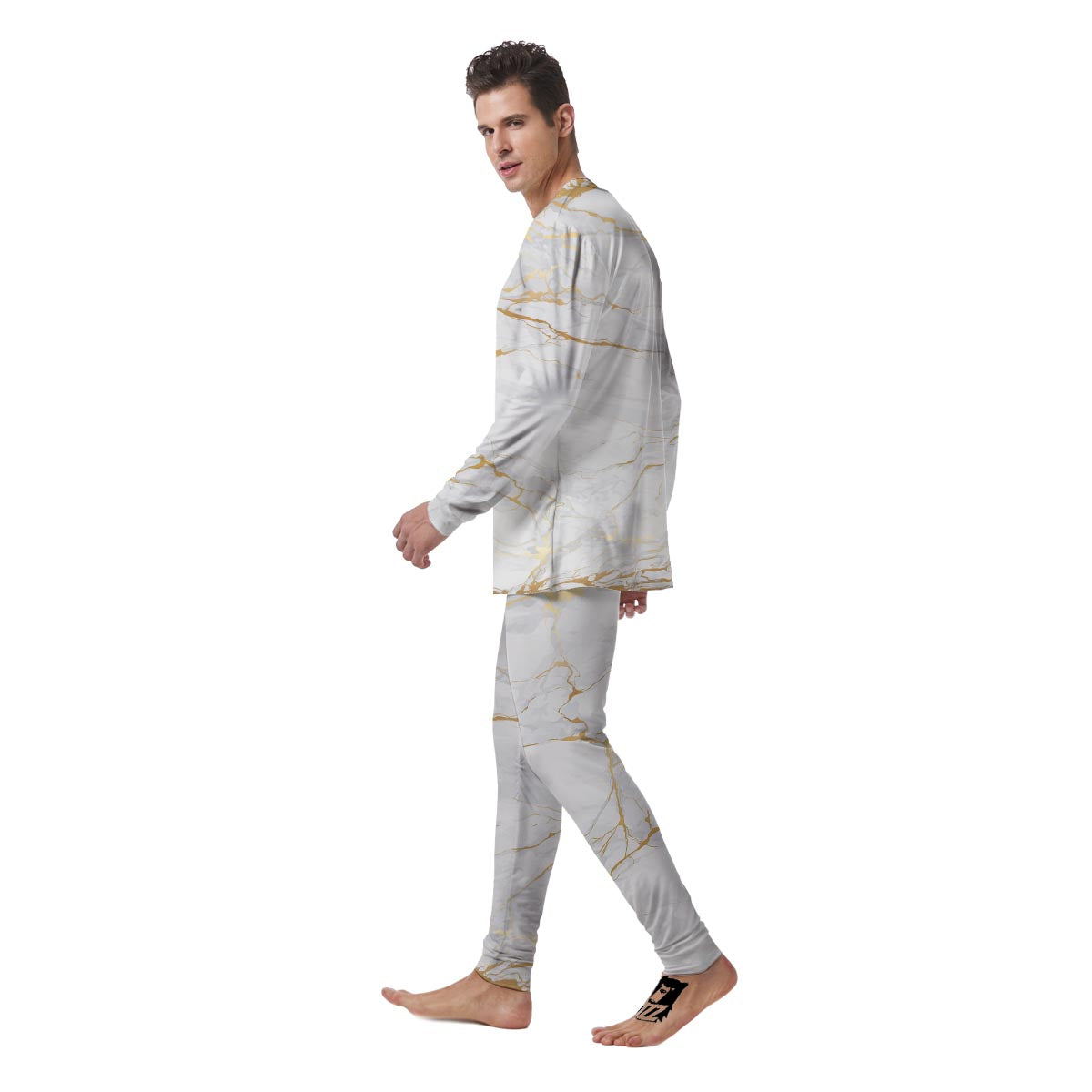 White Gold Marble Men's Pajamas-grizzshop