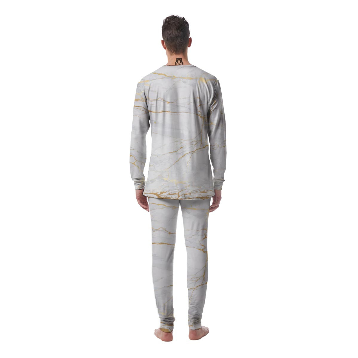 White Gold Marble Men's Pajamas-grizzshop