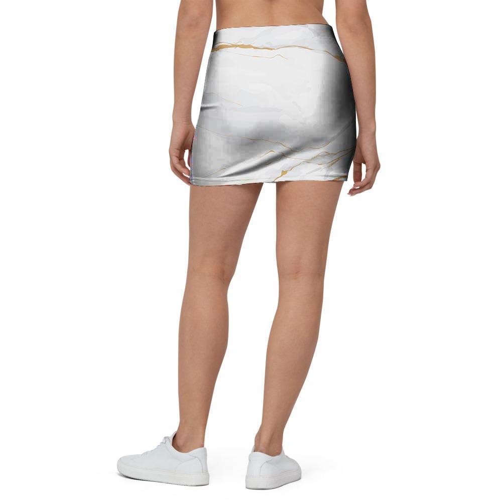 White Gold Marble Mini Skirt-grizzshop