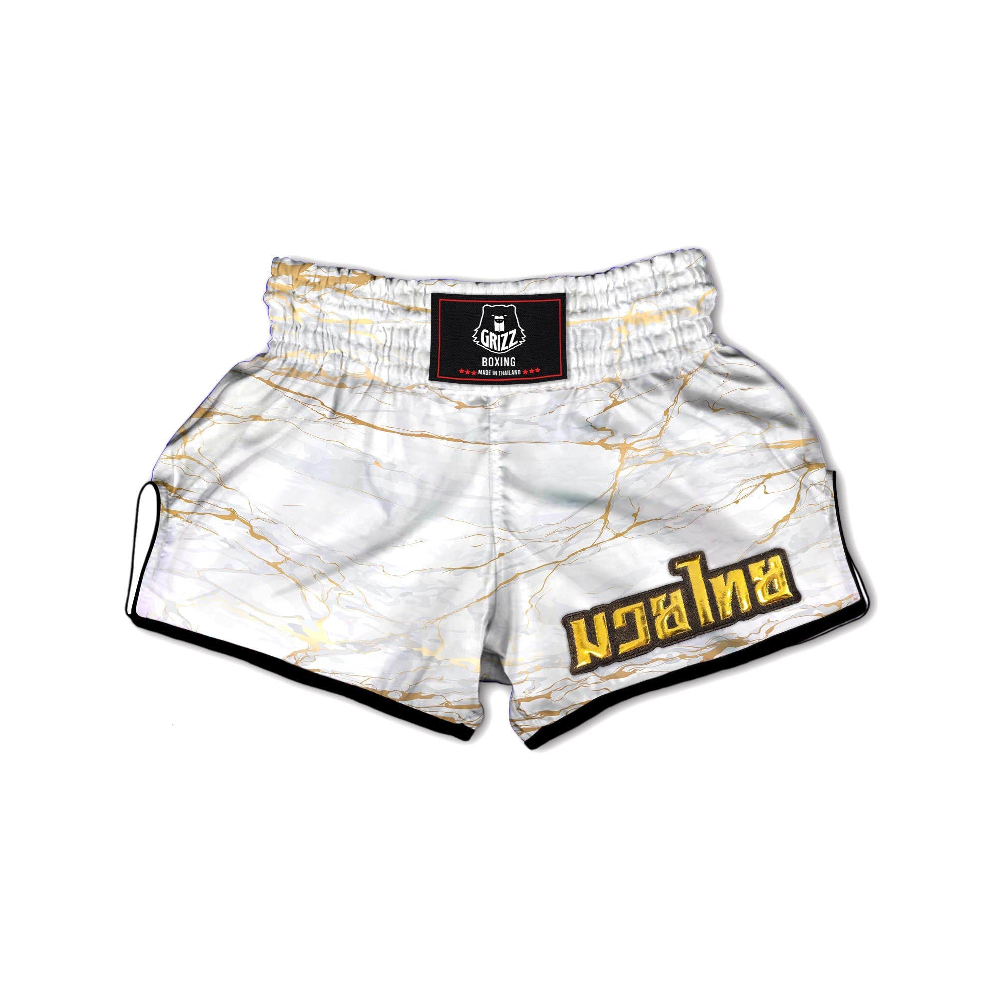 White Gold Marble Muay Thai Boxing Shorts-grizzshop