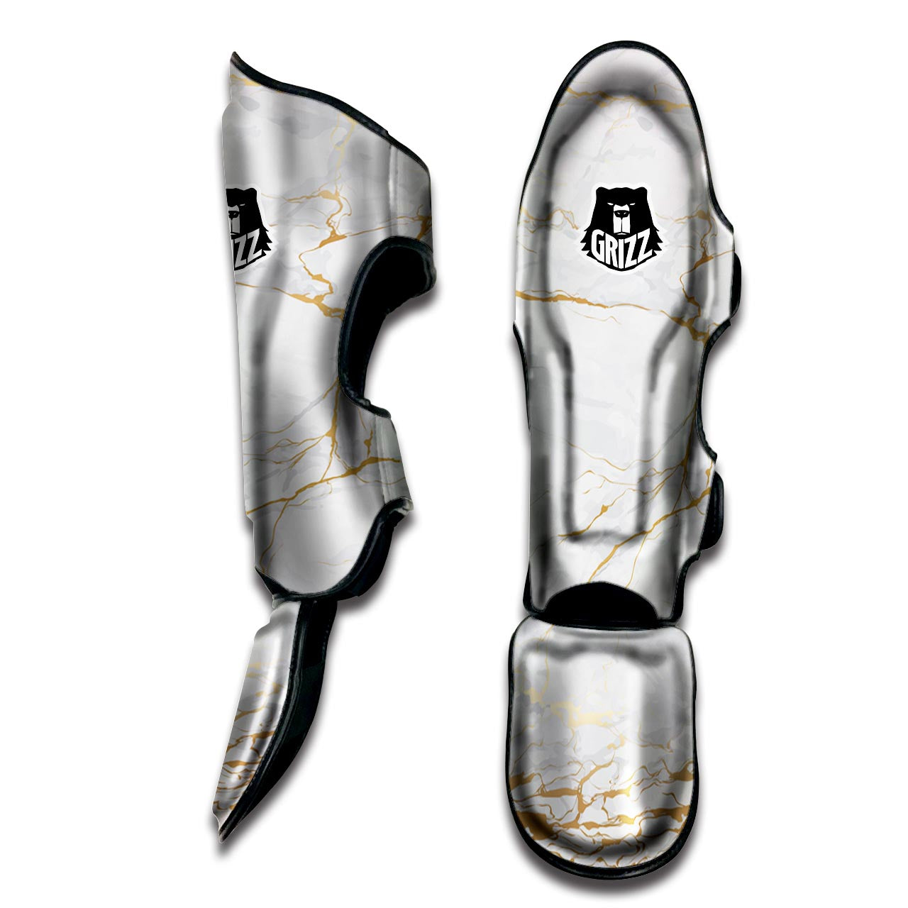 White Gold Marble Muay Thai Shin Guard-grizzshop