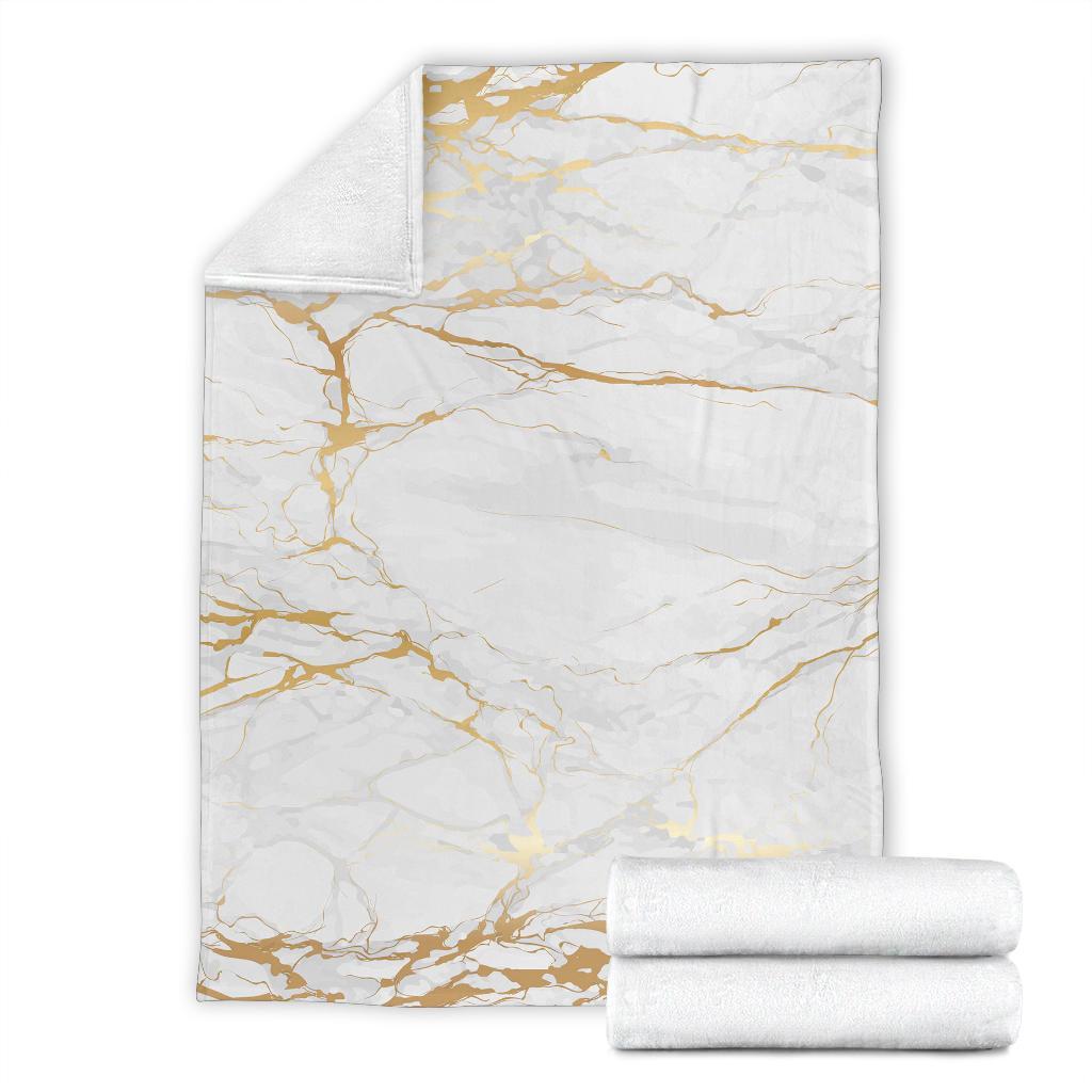 White Gold Marble Pattern Print Blanket-grizzshop