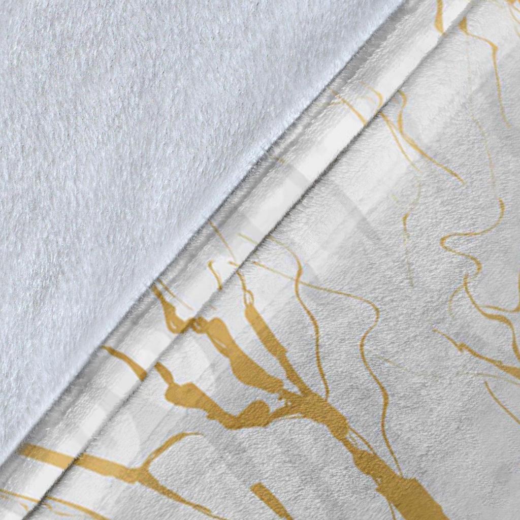 White Gold Marble Pattern Print Blanket-grizzshop