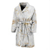 White Gold Marble Pattern Print Men Long Robe-grizzshop