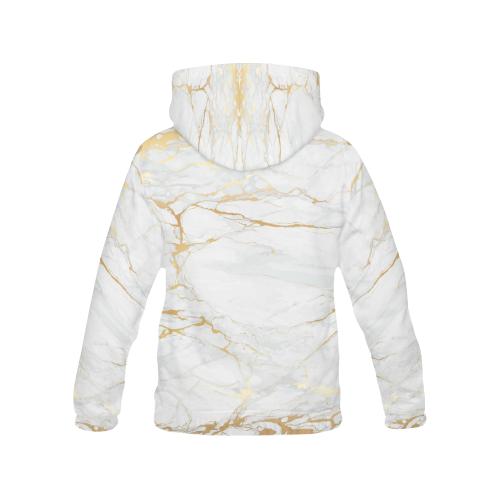 White Gold Marble Pattern Print Men Pullover Hoodie-grizzshop