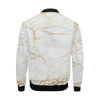 White Gold Marble Pattern Print Men's Bomber Jacket-grizzshop