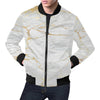 White Gold Marble Pattern Print Men's Bomber Jacket-grizzshop