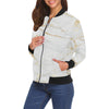 White Gold Marble Pattern Print Women Casual Bomber Jacket-grizzshop