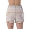 White Gold Marble Pattern Print Women's Shorts-grizzshop