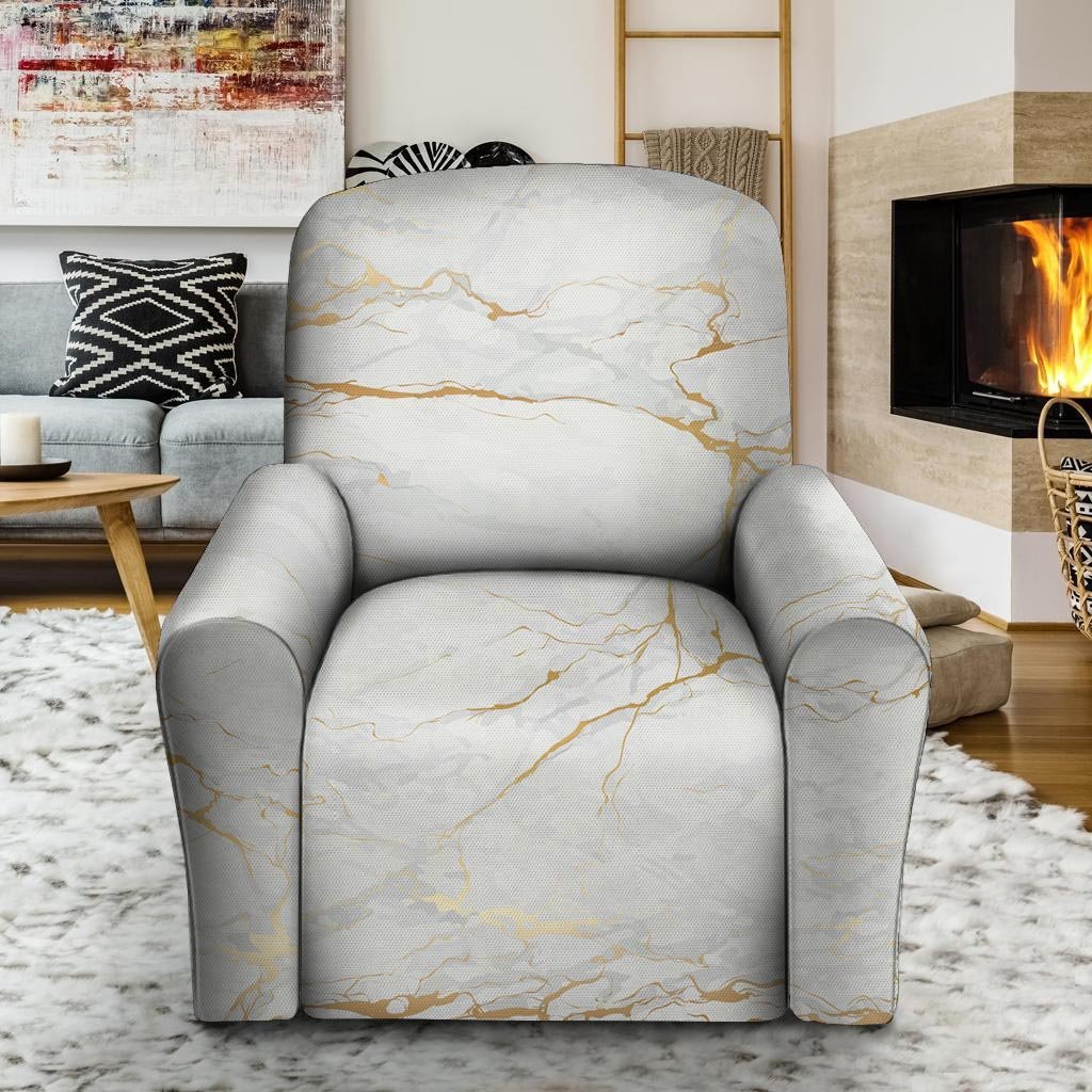 White Gold Marble Recliner Cover-grizzshop