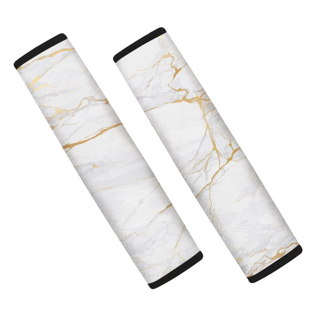 White Gold Marble Seat Belt Cover-grizzshop