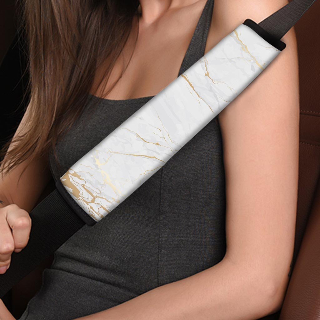 White Gold Marble Seat Belt Cover-grizzshop