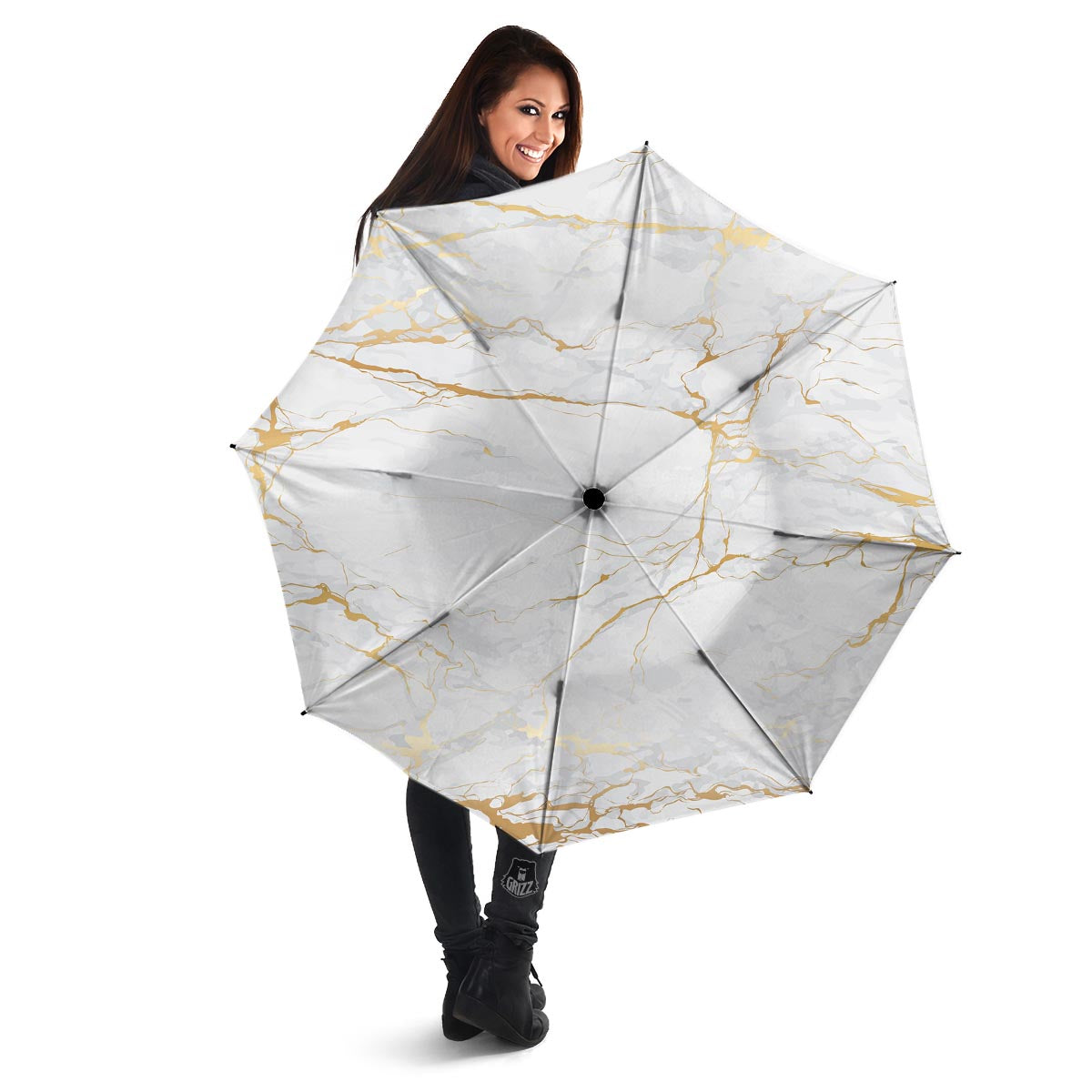 White Gold Marble Umbrella-grizzshop