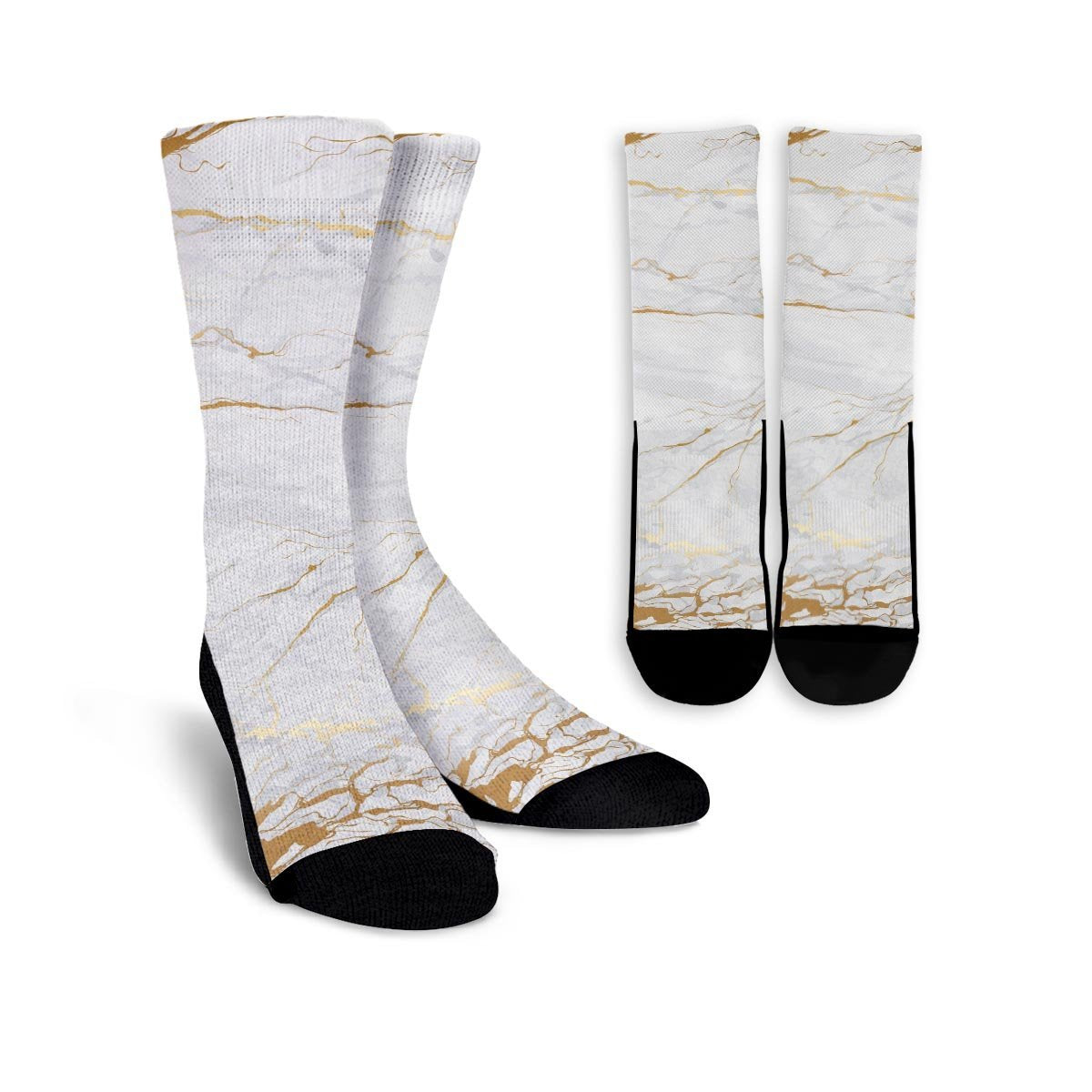 White Gold Marble Unisex Socks-grizzshop