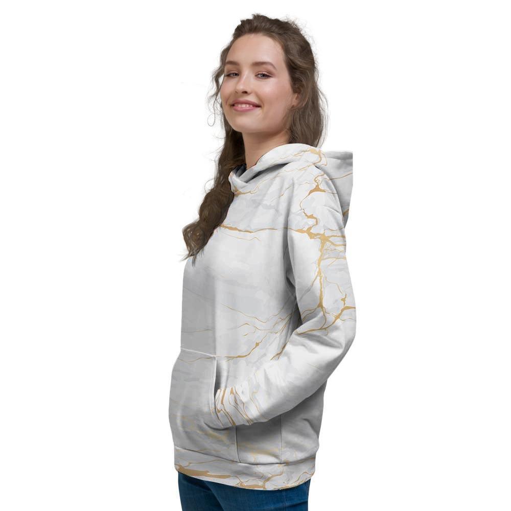 White Gold Marble Women's Hoodie-grizzshop