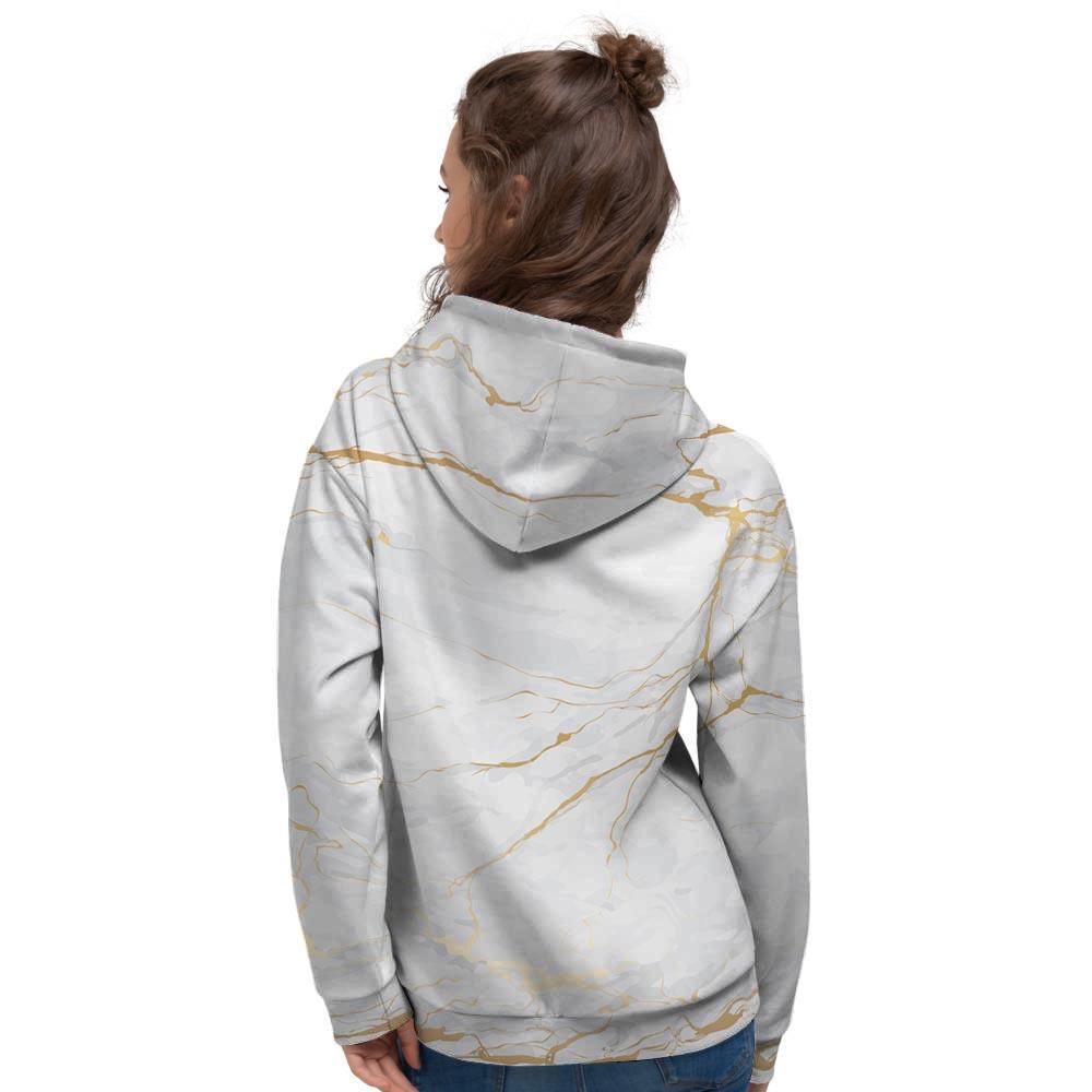 White Gold Marble Women's Hoodie-grizzshop