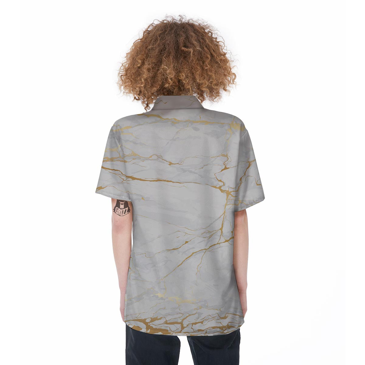 White Gold Marble Women's Short Sleeve Shirts-grizzshop