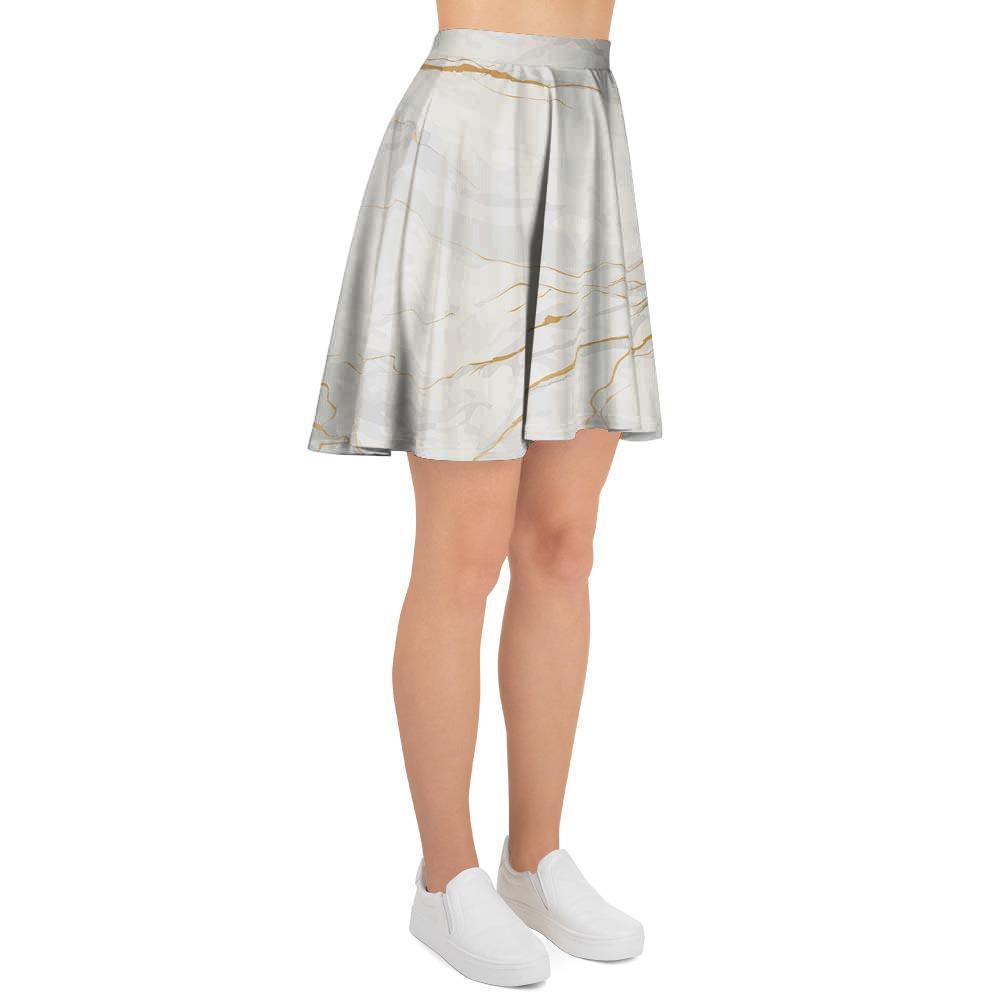 White Gold Marble Women's Skirt-grizzshop