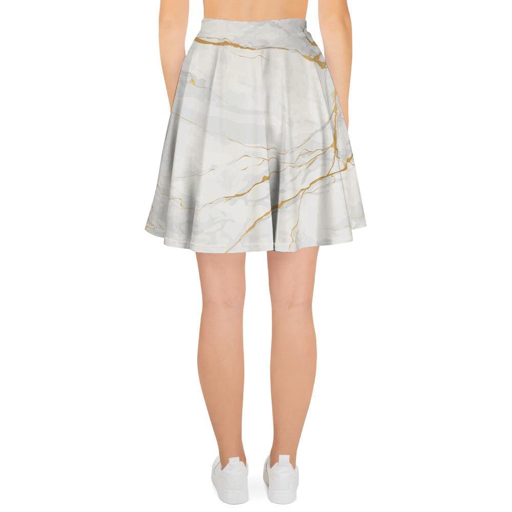 White Gold Marble Women's Skirt-grizzshop