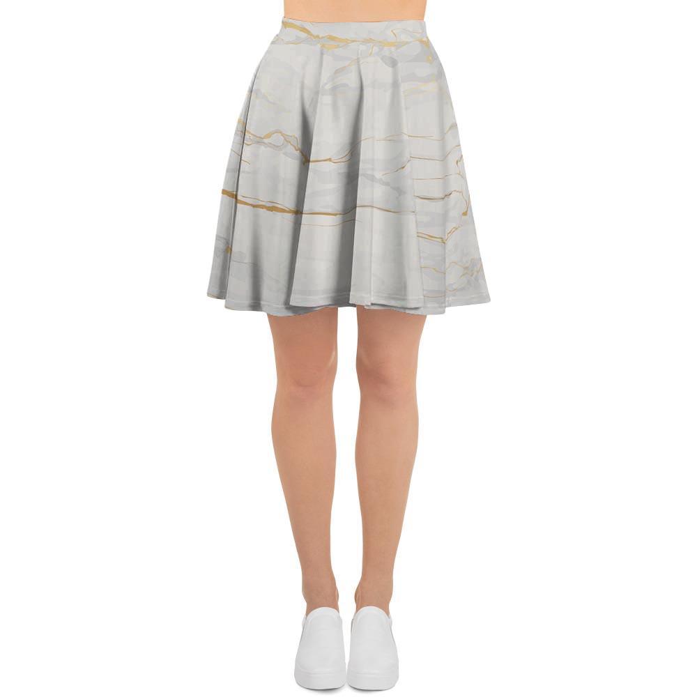 White Gold Marble Women's Skirt-grizzshop