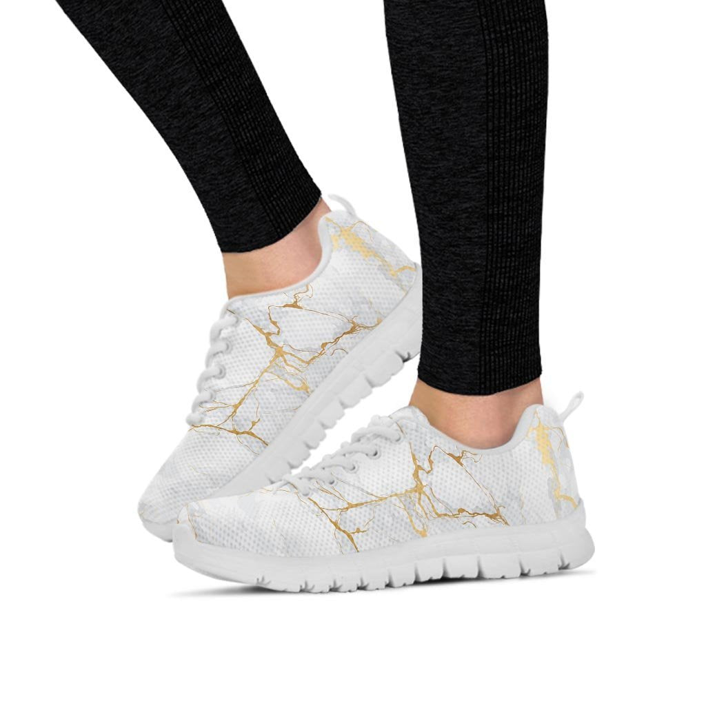 White Gold Marble Women's Sneakers-grizzshop