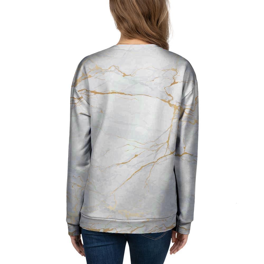 White Gold Marble Women's Sweatshirt-grizzshop