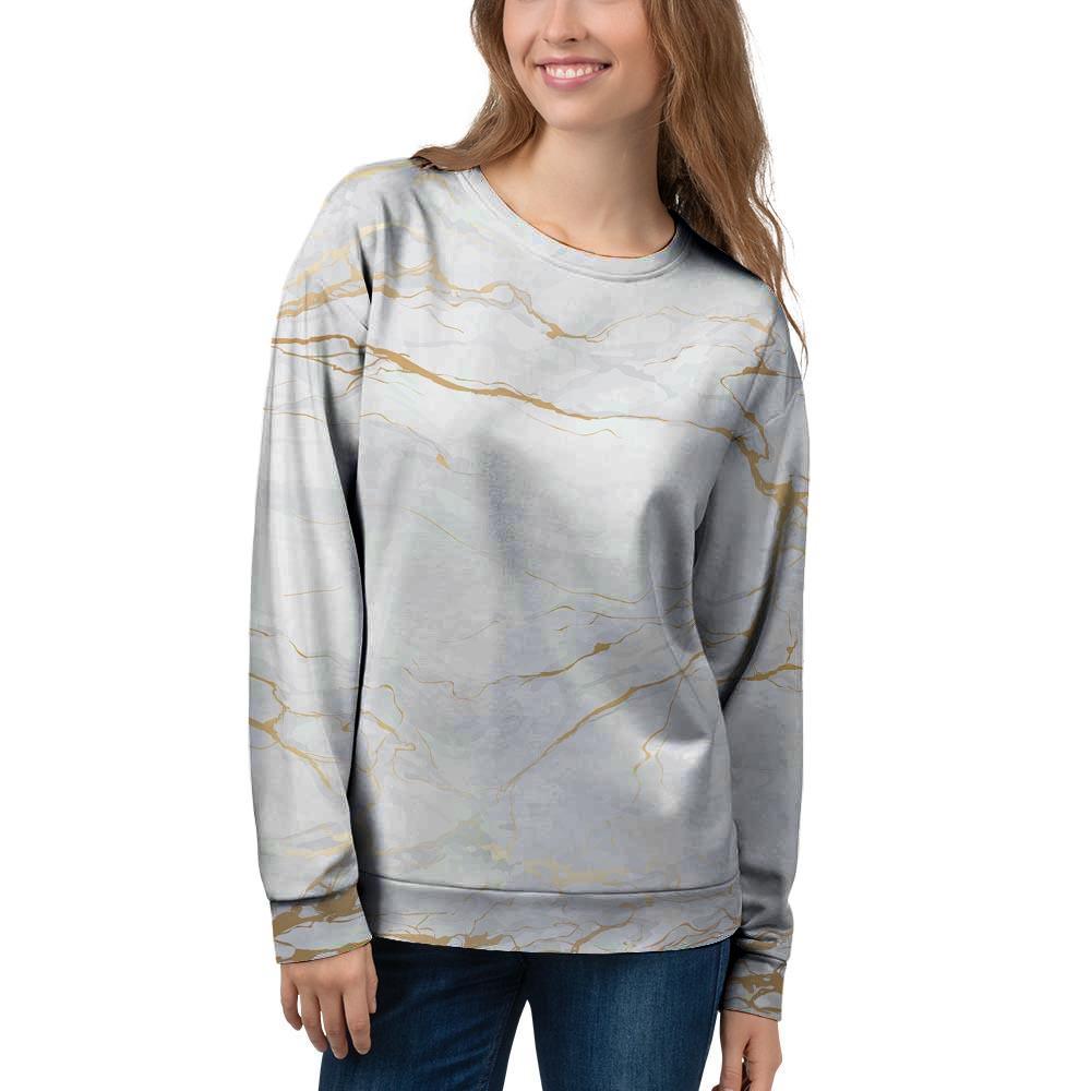 White Gold Marble Women's Sweatshirt-grizzshop