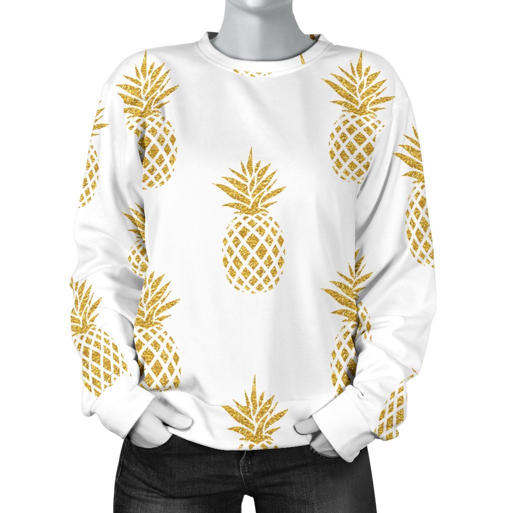 White Gold Pineapple Print Sweatshirt-grizzshop