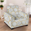 White Gold Tile Marble Armchair Cover-grizzshop