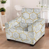 White Gold Tile Marble Armchair Cover-grizzshop