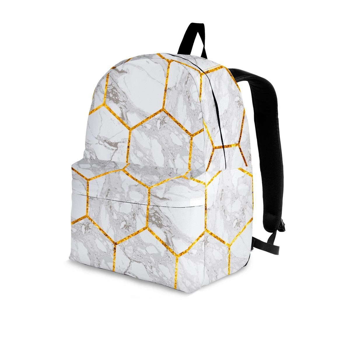 White Gold Tile Marble Backpack-grizzshop