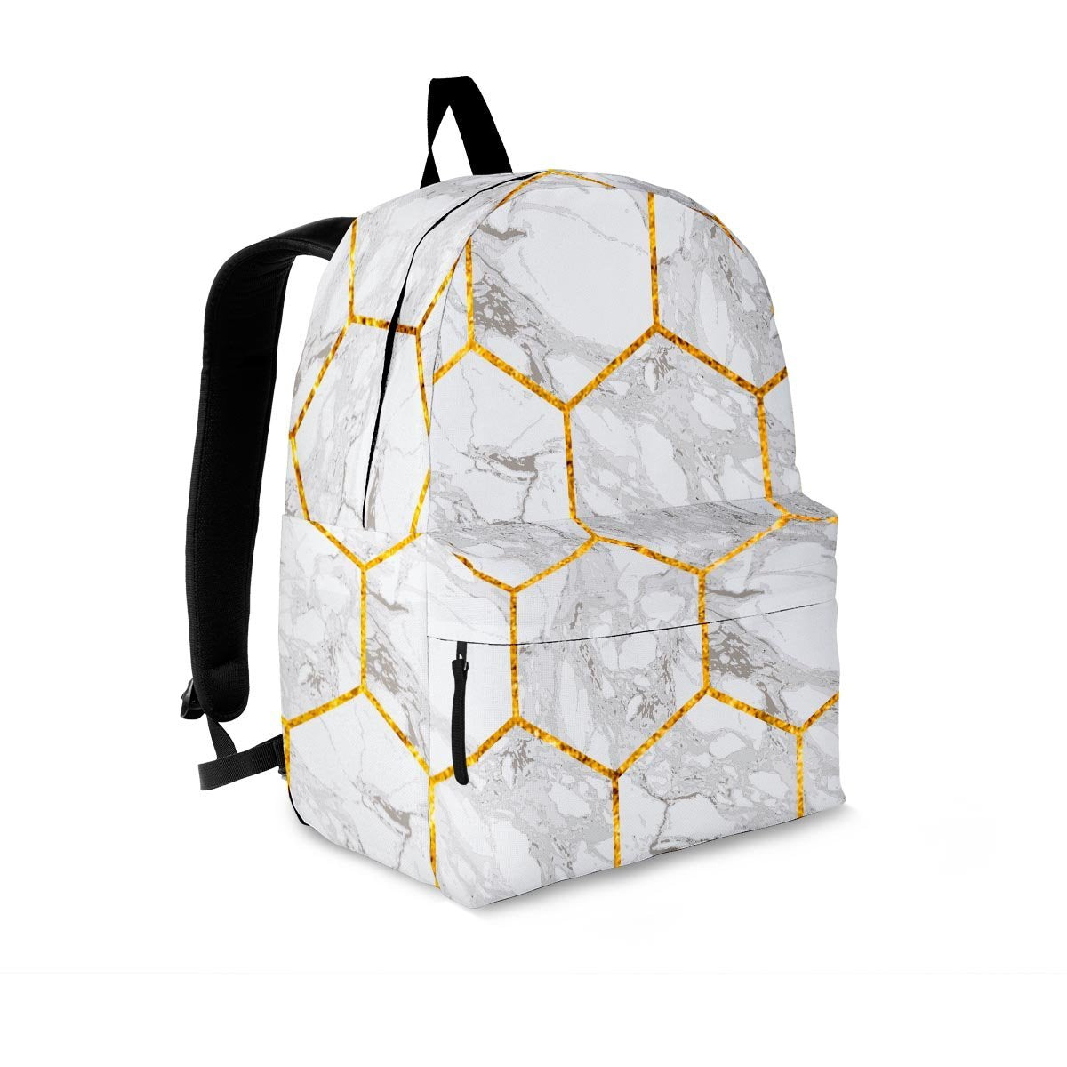White Gold Tile Marble Backpack-grizzshop