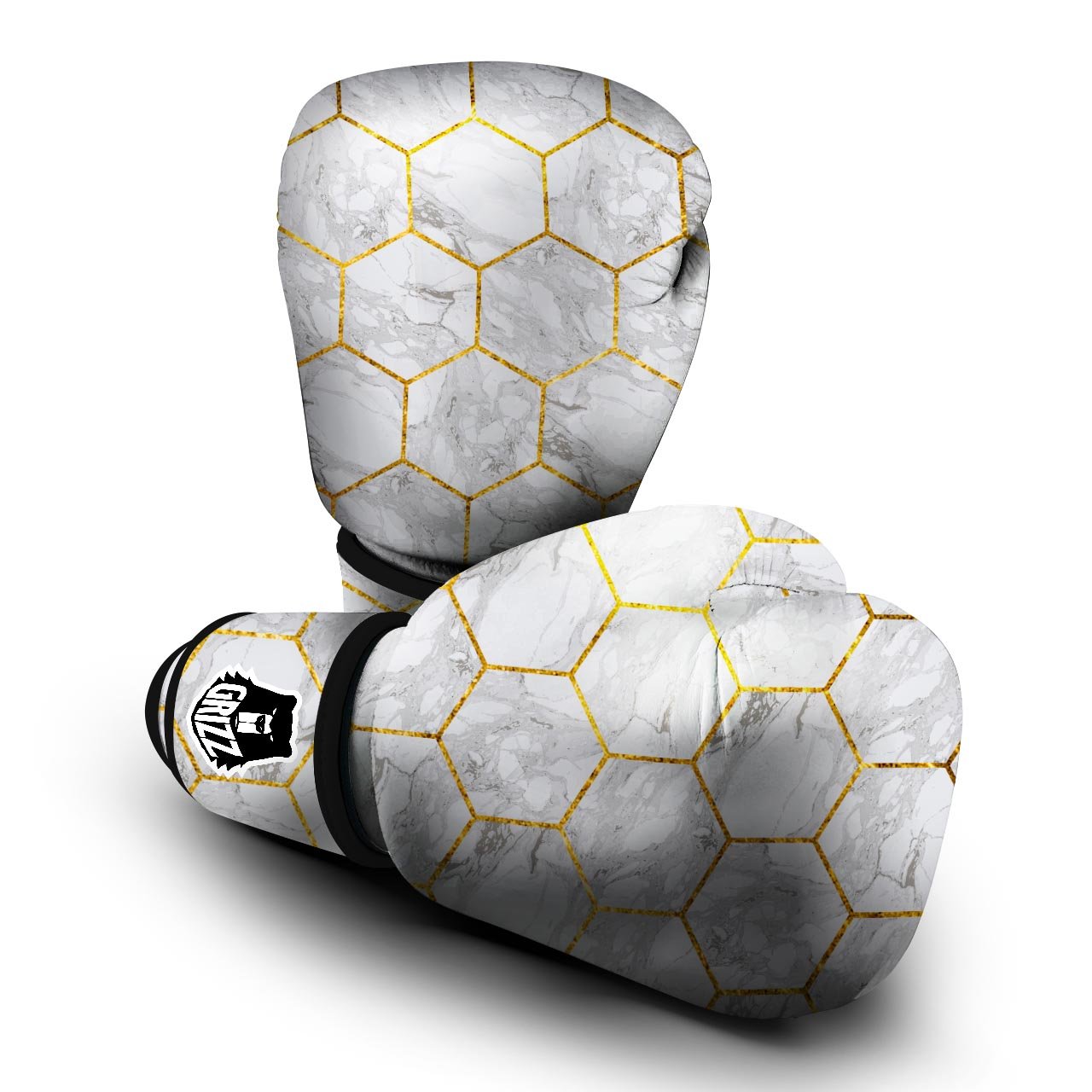 White Gold Tile Marble Boxing Gloves-grizzshop