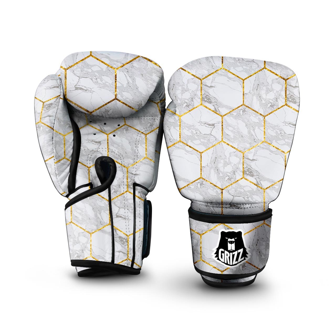 White Gold Tile Marble Boxing Gloves-grizzshop