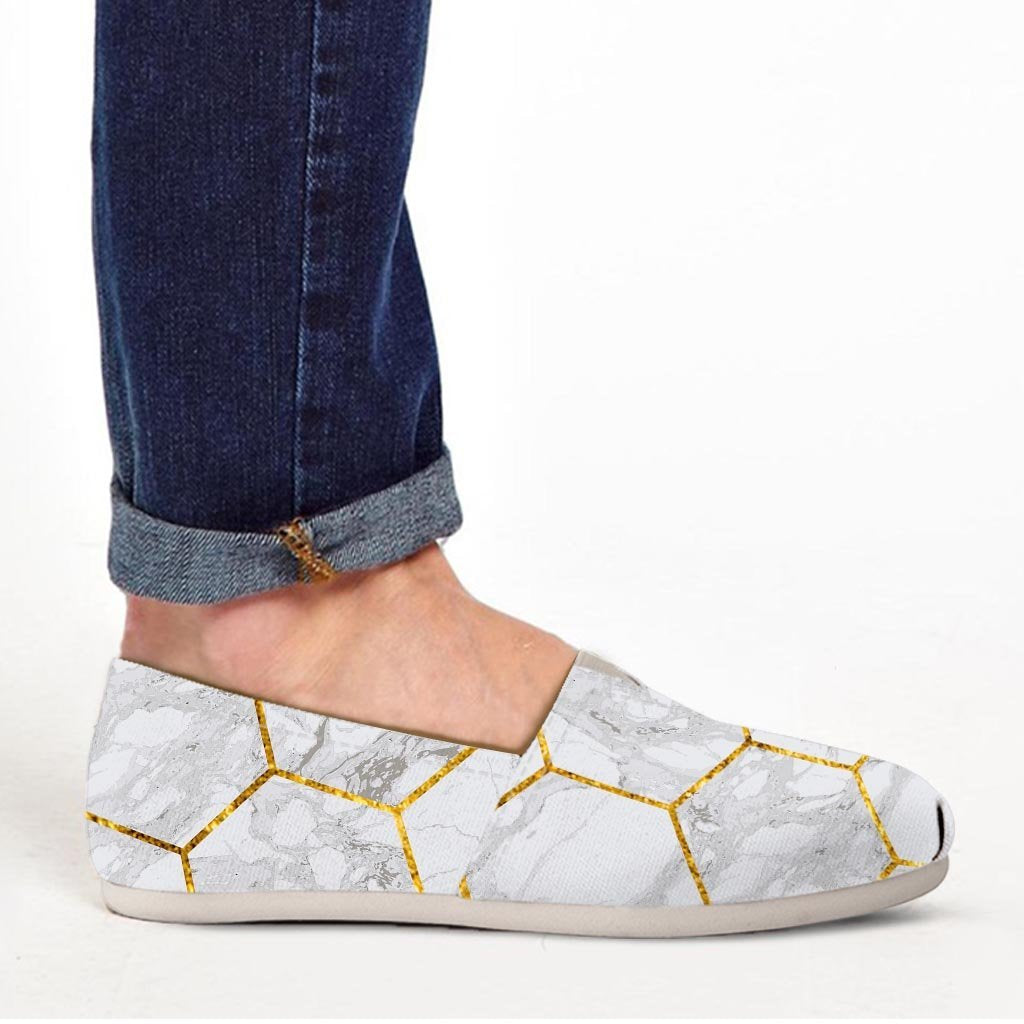 White Gold Tile Marble Canvas Shoes-grizzshop