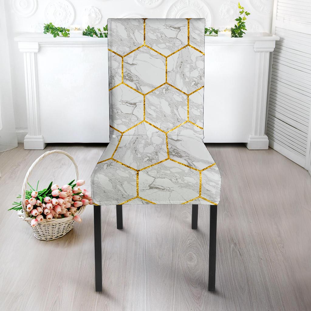 White Gold Tile Marble Chair Cover-grizzshop