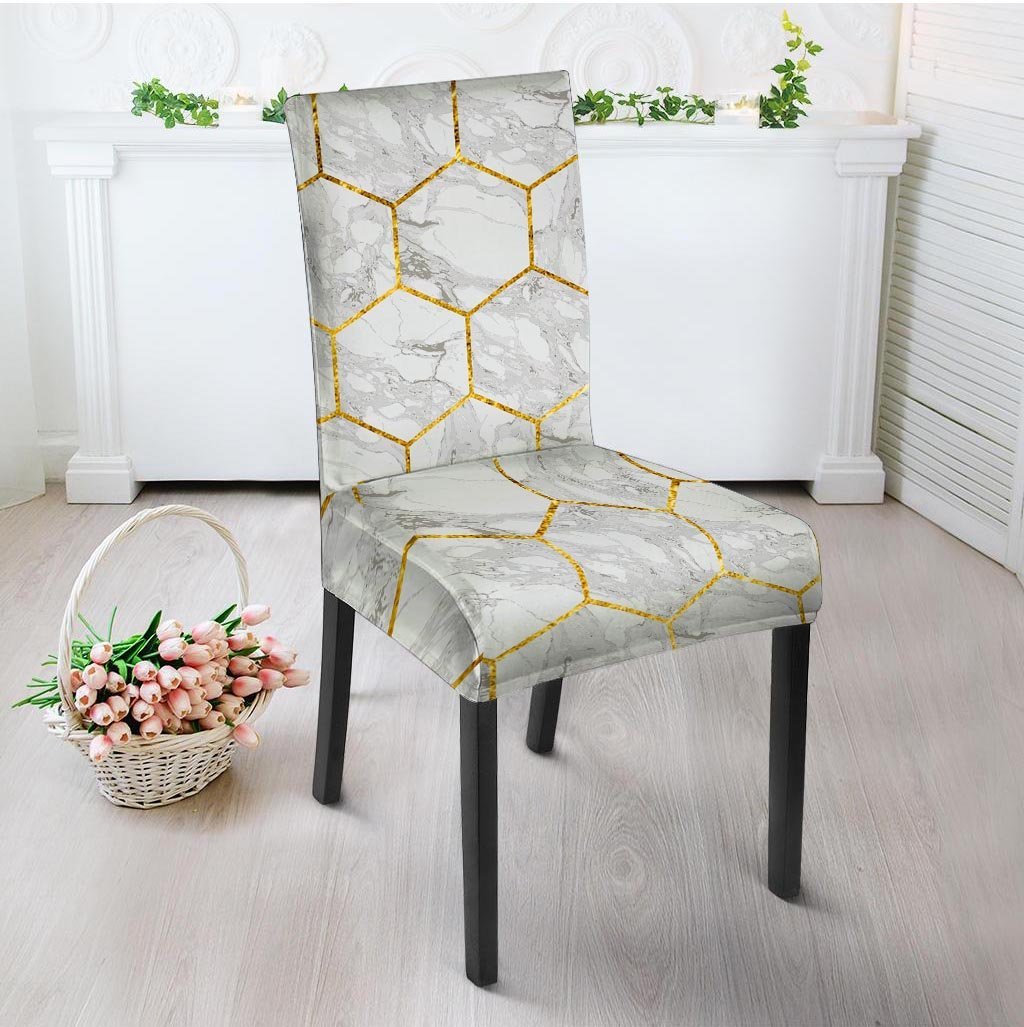 White Gold Tile Marble Chair Cover-grizzshop