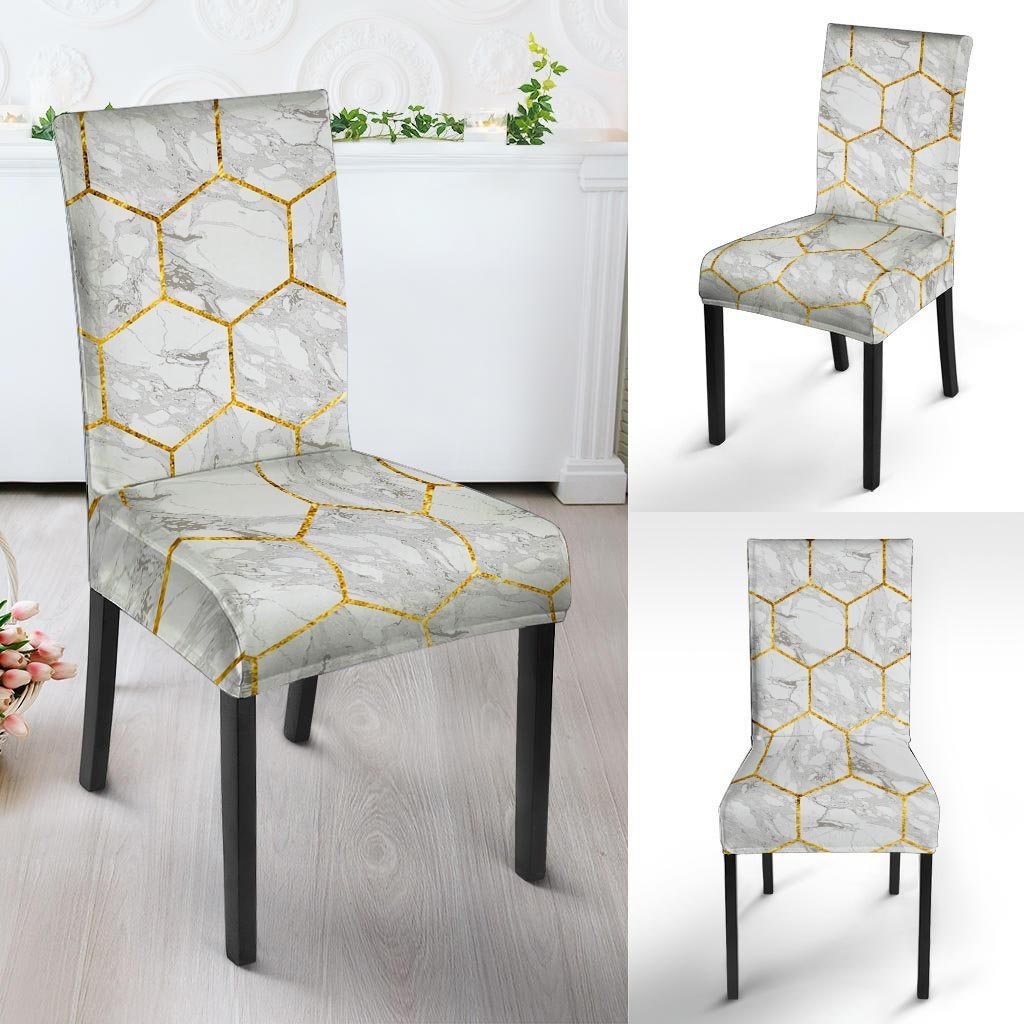 White Gold Tile Marble Chair Cover-grizzshop