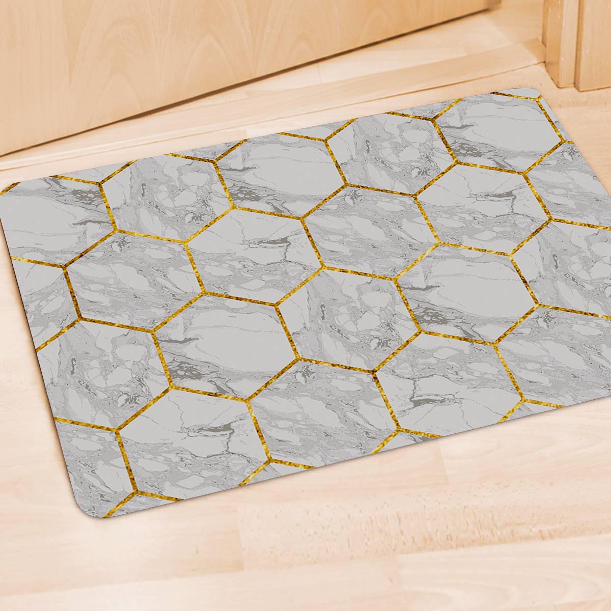 White Gold Tile Marble Door Mat-grizzshop